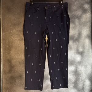 Charter Club Bristol Capri anchor embroidered pants size 4 yacht rock